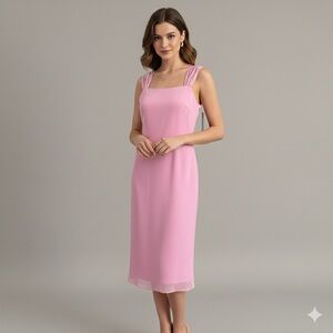 Vintage Pink Sleeveless Beaded Midi Dress - Medium, brand new with tags!